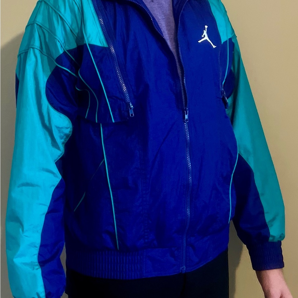 Jordan Colorblock Track Jacket in Blue & Teal with White Jumpman